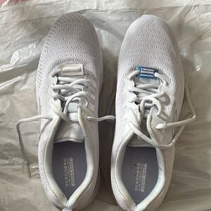 Skechers White and Blue Athletic Sneakers